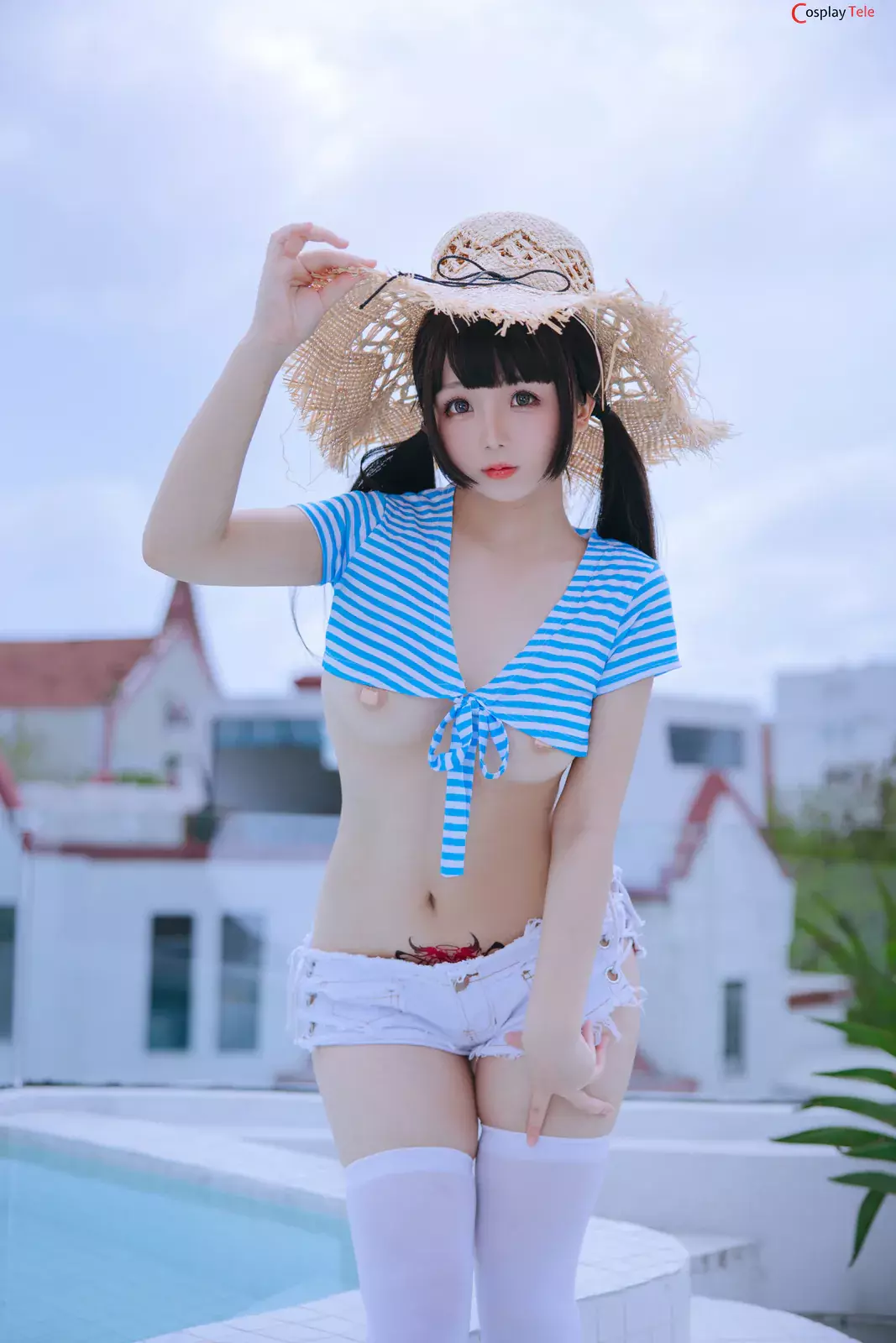 Rinaijiao-(日奈娇) – Blue And White Stripes “150 photos and 6 videos”