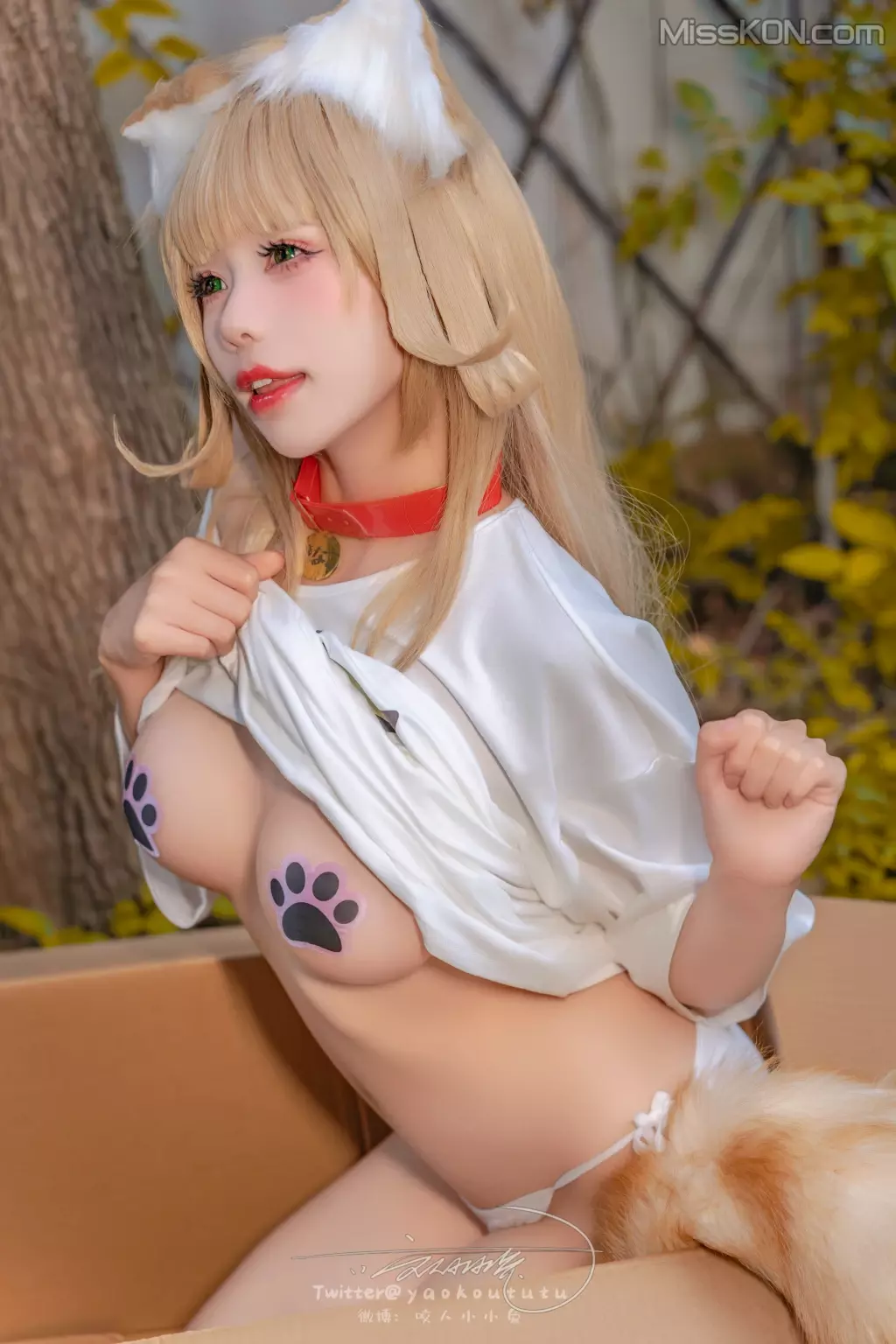 Coser@黏黏团子兔: 捡到一只黄豆粉 UNI (76 photos + 1 video)