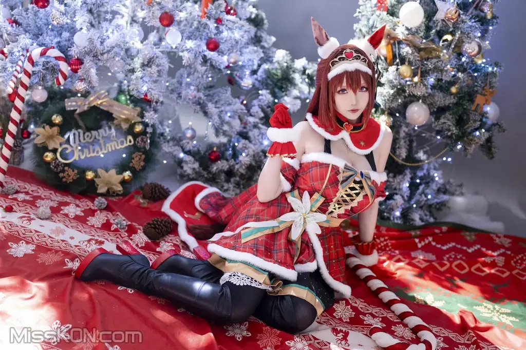 Coser@星之迟迟Hoshilily: 2023年12月计划A 赛马娘 大和赤骥 圣诞衣装 (47 photos)