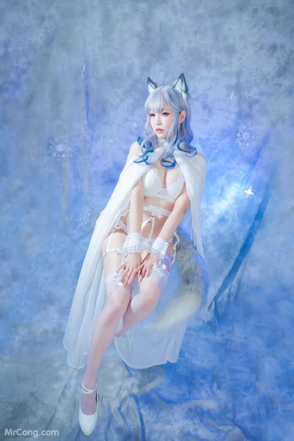 Coser@Ely_eee (ElyEE子): 猫耳白丝带 (48 photos + 6 videos)