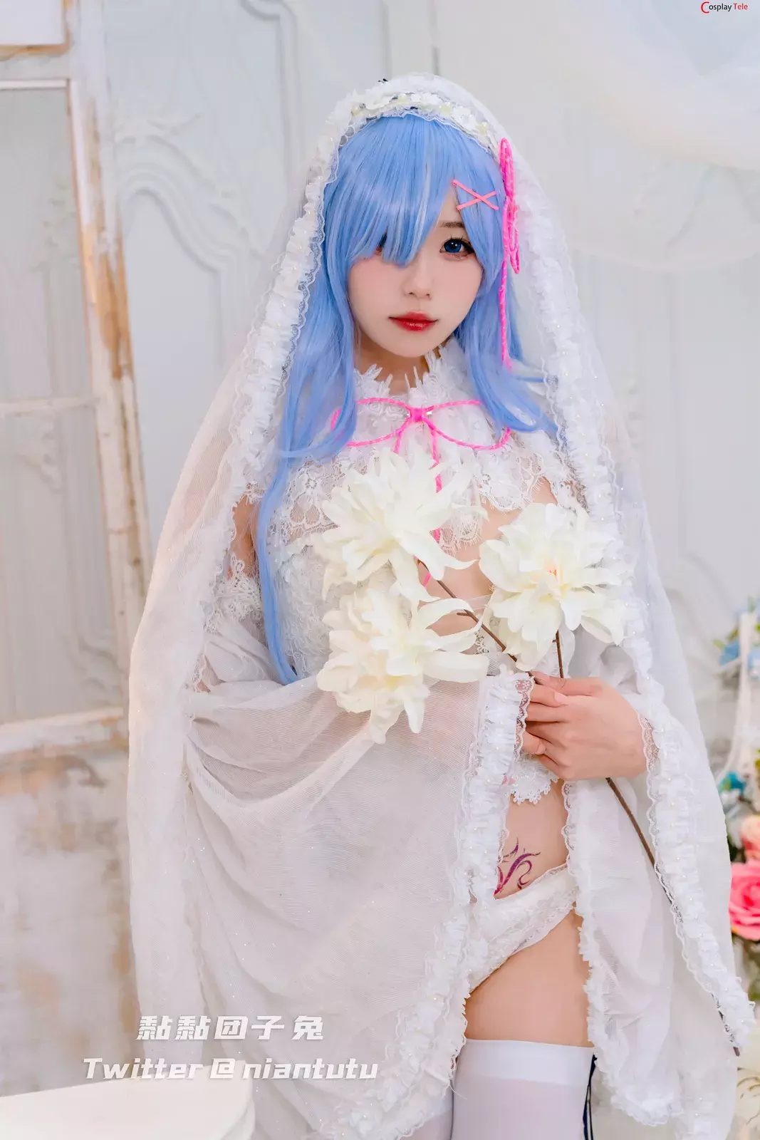 咬一口兔娘ovo (Yaokoututu) cosplay Rem Bride – Re:Zero “41 photos”