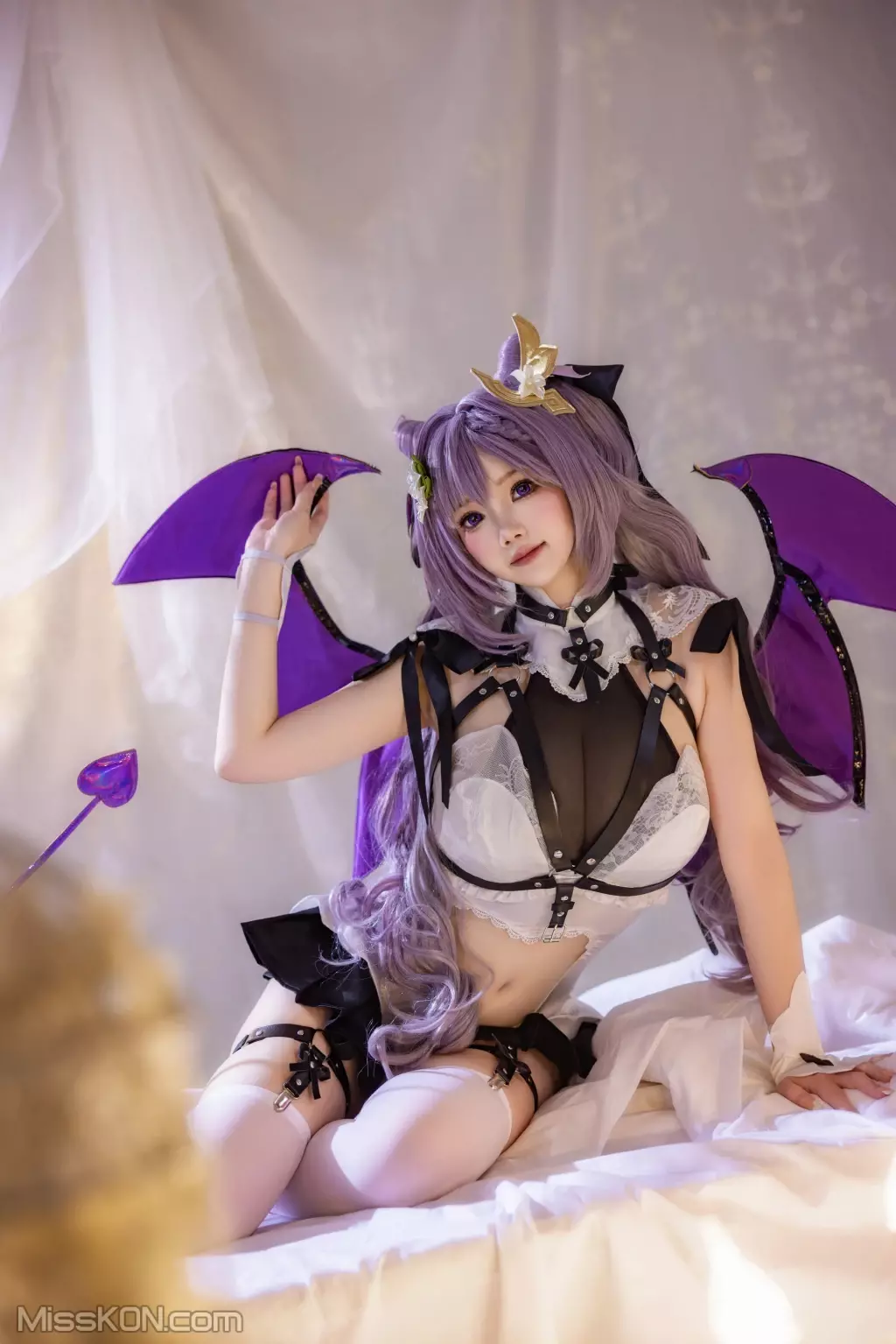 Coser@雪晴Astra: 刻晴恶魔拘束睡衣 (20 photos + 4 videos)